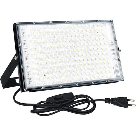 Projecteur LED 100W, éclairage extérieur ultra-lumineux, lumière blanche froide 3000K, étanche IP66, convient aux patios, garages et terrains de sport. (1/5)