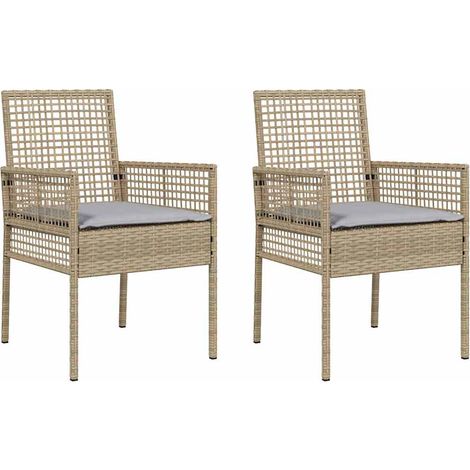 Maison Exclusive - Gartenstuhl mit Kissen 2 pcs Beige 55 x 53 x 8