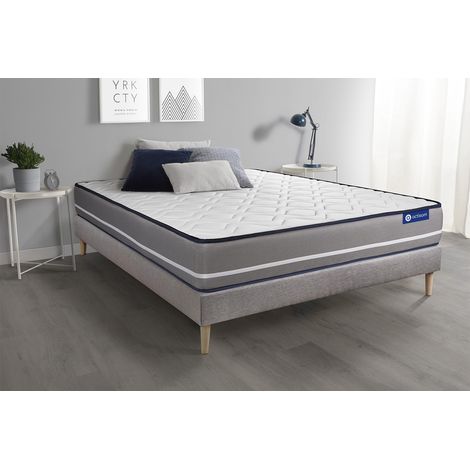 Ensemble matelas à mémoire ACTIMEMO PUR 180x200cm 3zones de confort + sommier KIT gris (1/5)