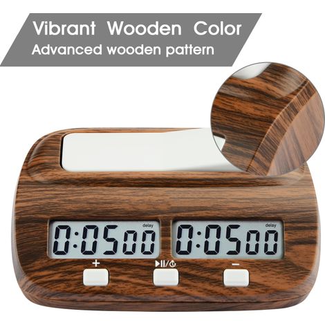 Reloj de ajedrez LEAP, temporizador digital con retardo, profesional, color imitación madera.