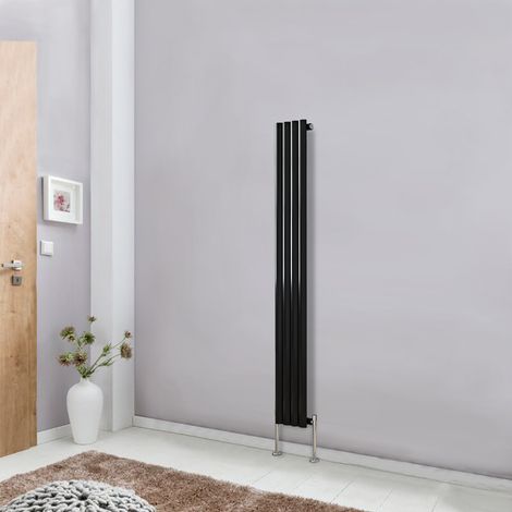 NRG Black Modern Designer Radiator Oval Column Central Heating Rads Vertical Single 1600x236mm (1/5)