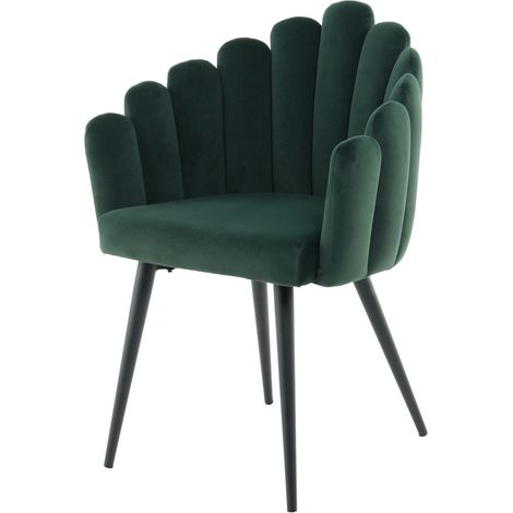 Sedia di design Jeane in velluto verde scuro (1/3)