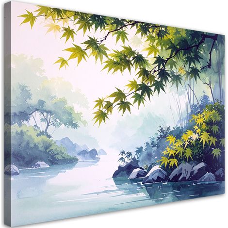 Cuadro sobre Lienzo Paisaje japonés hojas de arce naturaleza verde 30x20 (1/5)