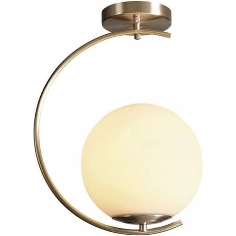 1 Plafonnier moderne, forme boule laiteuse, design courbé, éclairage intérieur, salon chambre