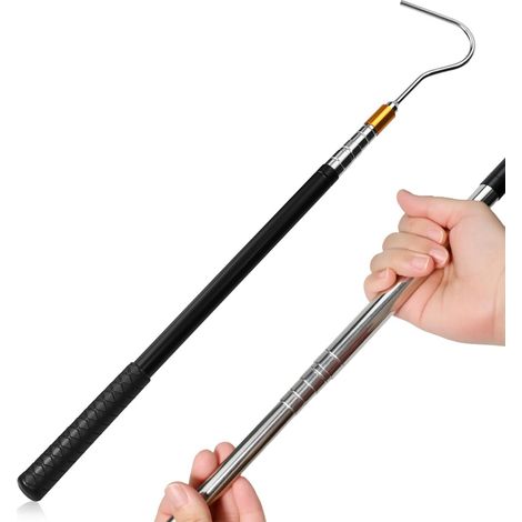 Barre Télescopique pour Voile D'ombrage, Extensible de 42 à 150 cm Crochet de traction pour escaliers de sol Tige de Traction pour camping Car Crochet Piscine (1/5)