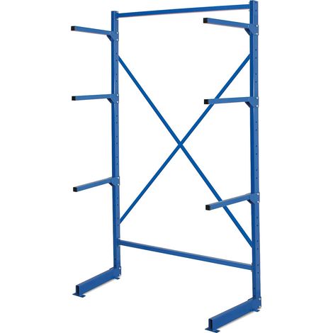 BRB Kragarmregal, leichte Ausführung, blau, BxTxH 1060x450x1950 mm, 3 Lagerebenen plus Fußebene (1/2)