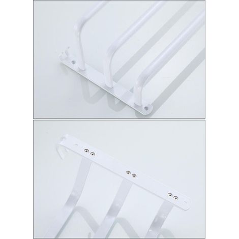 Porte-Serviettes Blanc Mural Barres Porte-Serviettes Multicouche avec Crochets Espace Aluminium Porte Serviette pour Salle de Bain, Cuisine d'hôtel, Style Contemporain 2 Layer 50cm (1/5)