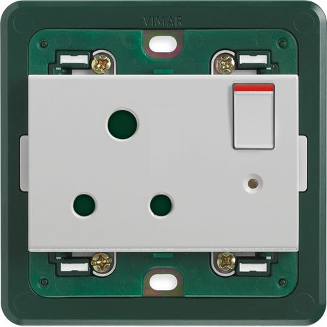 VIMAR - 14215.SL Prise anglaise 2P+T 5A avec interrupteur, argent