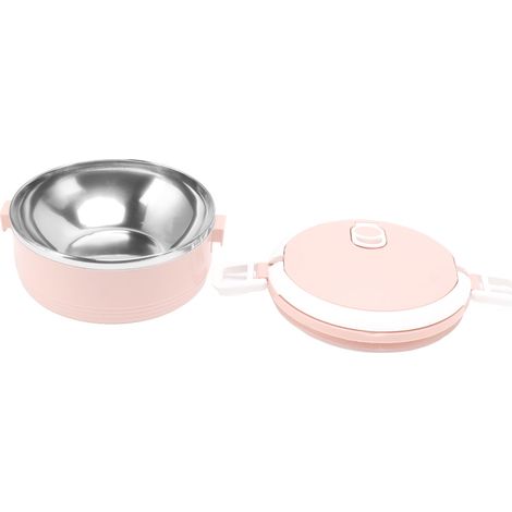 Boîte à lunch isotherme en acier inoxydable, monocouche, portable, avec boucle de sécurité, rose, pour enfants et adultes. (1/5)