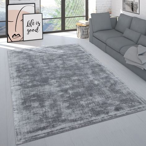 Paco Home Alfombra Hecha A Mano Alta Calidad Monocolor Pelo Corto Moderna Mezcla Materiales Gris 80x150 cm (1/4)