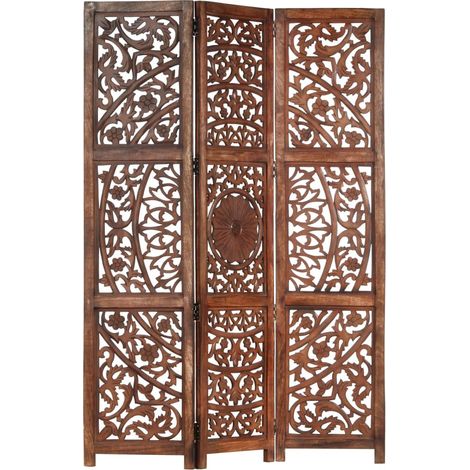 Cloison de séparation 3 panneaux Marron 120x165 Bois manguier 3 (1/5)