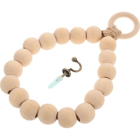 Porte-serviettes mural en perles de bois de 20 cm avec croc 20 cm avec crochet en corde, la salle de bain et la cuisine. Pratique et élégant (1/5)