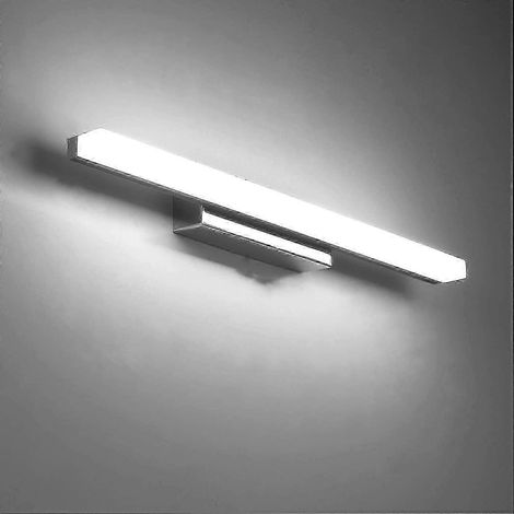 Applique murale moderne LED pour miroir de salle de bain, 8 W blanc froid, 40 cm, acier inoxydable antibuée, non dimmable (1/5)