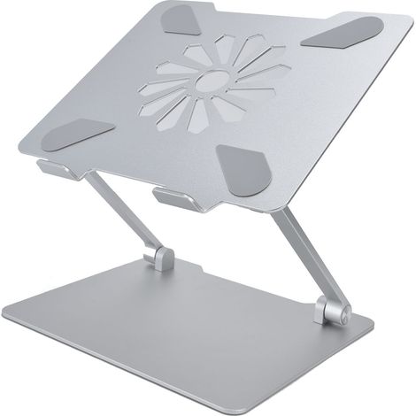 Laptopständer aus Aluminiumlegierung, höhenverstellbar, ergonomisch, tragbar, mit Kühlfunktion, silberfarben (1/5)