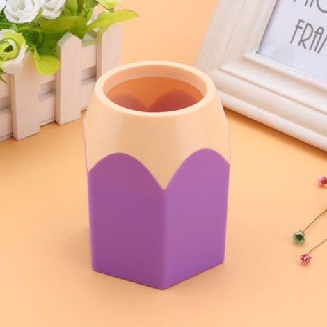 Pot À Pinceaux - Violet - 12 cm Hauteur - Polypropylène - Bureau Atelier Maquillage - 1 Pièce (1/5)