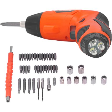 Mini jeu de tournevis électrique pliable avec batterie au lithium USB, 47 pièces, 4,2 V, orange (livré avec batterie intégrée). (1/5)