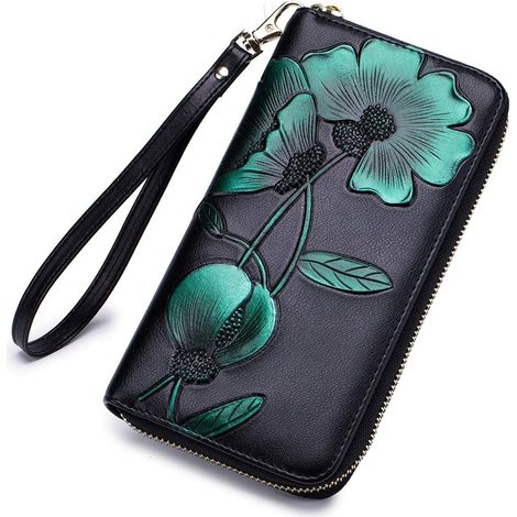 Porte-monnaie à fleurs peint à la main pour femme (1/2)