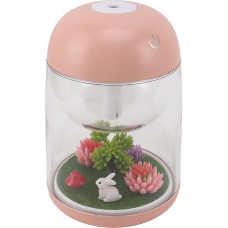 Mikro-Luftbefeuchter im Landschaftsdesign, niedlicher und leiser 2-in-1-Ultraschall-Diffusor für ätherische Öle, Luftbefeuchter für Schlafzimmer, Büro, Auto, Rosa (1/5)