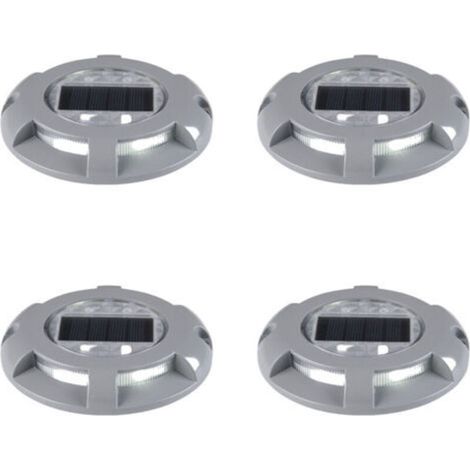 Lampe de terrasse solaire, 4 ampoules LED, boîtier en aluminium étanche, lumière blanc chaud (1/5)