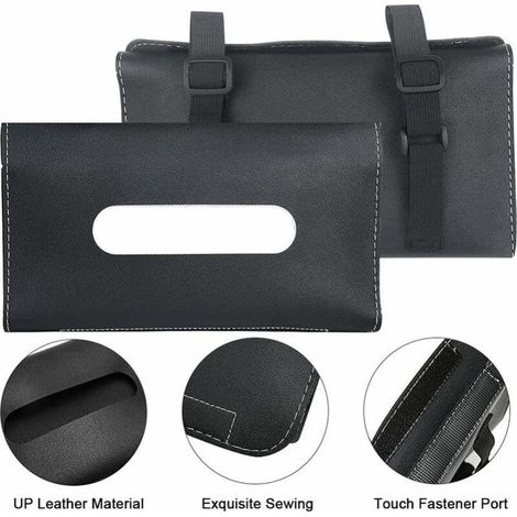 Porta fazzoletti per auto, 2 pezzi in pelle PU per auto, porta asciugamani per visiera parasole, scatola universale per fazzoletti (nero) (1/2)