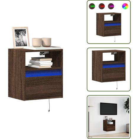 Armadio con cassetti - vidaXL Mobile TV a Parete con Luci LED Rovere Marrone 41x31x45 cm - Armadio salvaspazio