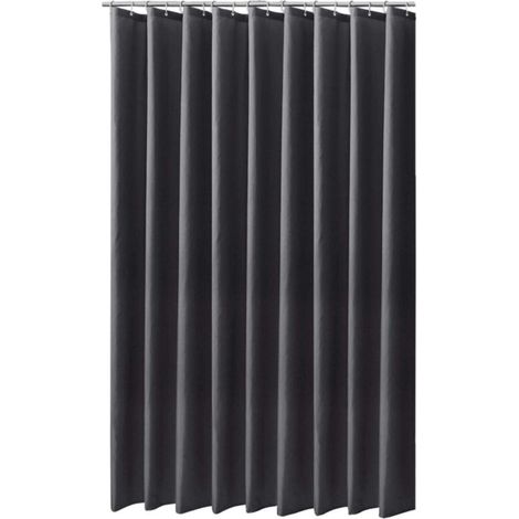 Durable Waterproof Light-Blocking Bathroom Curtain Panel with Hooks, Dark Grey (220 x 180 cm) (1/5)