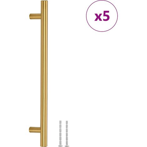 vidaXL Tiradores para armarios 5 uds acero inoxidable dorado 192 mm (1/2)
