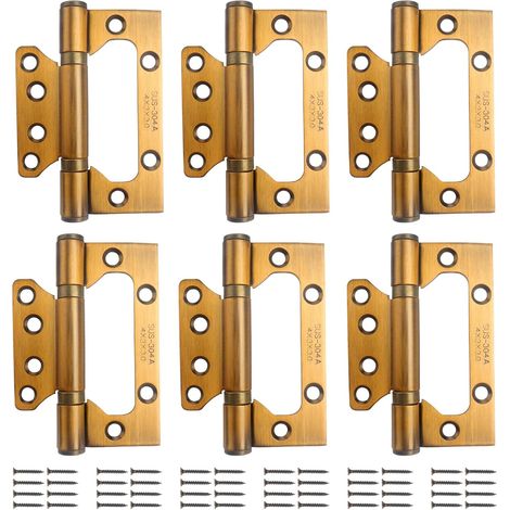 Charnières de porte à roulement robuste encastrées en acier inoxydable, 4", 6 pièces, bronze jaune (1/5)