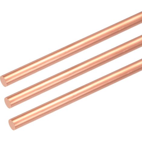 3Pcs Barres Rondes En Cuivre naturel À 99,99%, Diamètre 6mm / 0,24", Longueur 10,2", Barres En Cuivre Nu Pour DIY, Métallurgie, Loisirs, Jardinage, Industrie, Décoration (1/5)