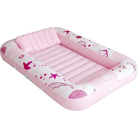 Lettino gonfiabile, galleggiante per l'acqua, per rilassarsi al sole con portabevande, 185 x 115 cm, rosa (1/5)