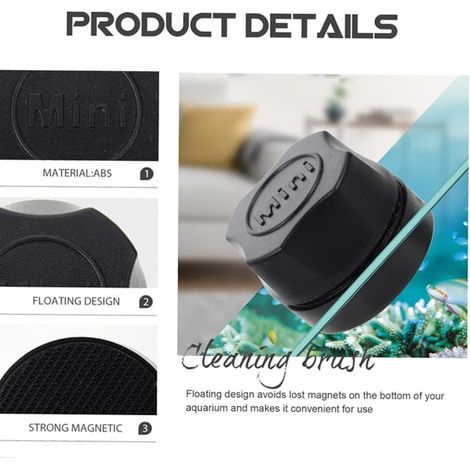 Nettoyeur de Vitre Magnétique pour Aquarium Mini Brosse Magnétique Flottante pour Nettoyage d'Algae de Poisson Réservoir