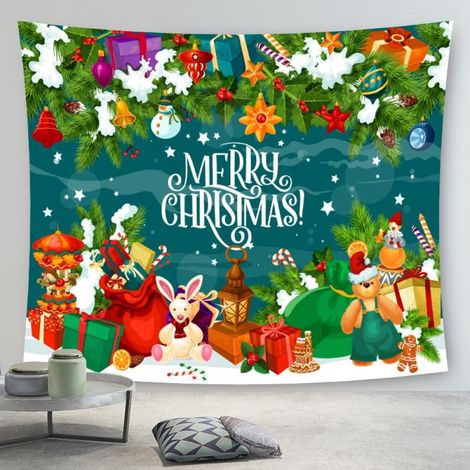 Tapestry De Noël - Velours Pêche - Décoration Murale Pour Chambre Salon Dormitory Photobooth - 75x95 cm à 180x230 cm - 1 Pièce (1/4)