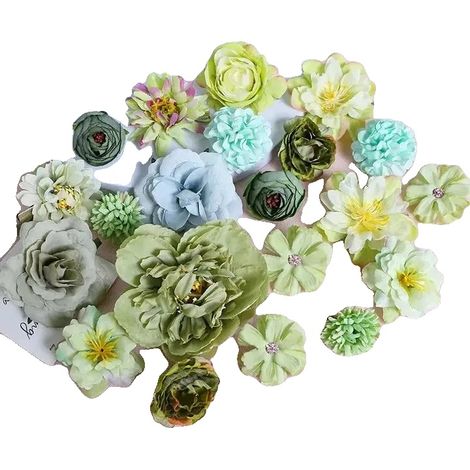 Fiori artificiali, rose di seta, decorazioni per la casa, 21 pezzi verdi (1/2)
