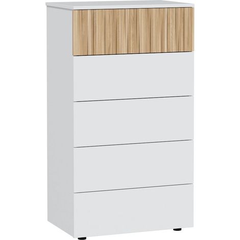Comoda 5 cajones Tempus natural y blanco (1/3)