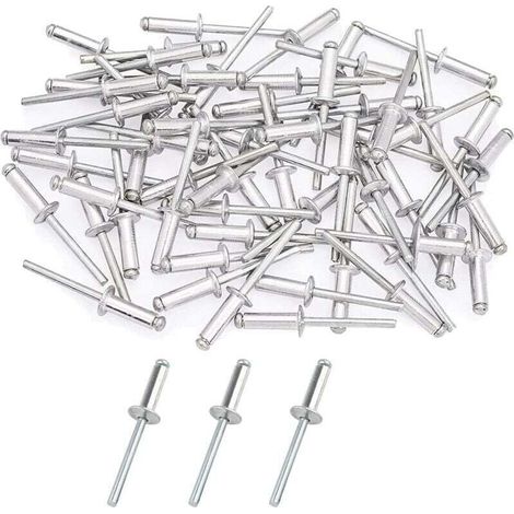 Lot de 50 rivets aveugles en alliage d'aluminium de qualité industrielle pour différentes pièces métalliques (1/4)