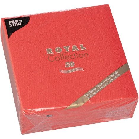Serviette de table rouge en ouate Royal Collection non tissé 40 x 40 cm - Paquet de 50 (1/2)