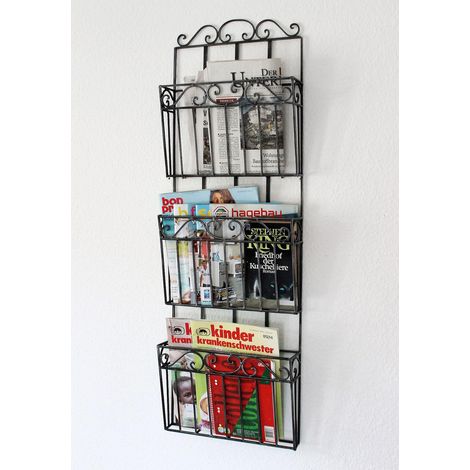 Dandibo – Étagère murale porte-revues 9911 – Forgée en métal – Largeur 33 cm – Pour cuisine et salon (1/5)