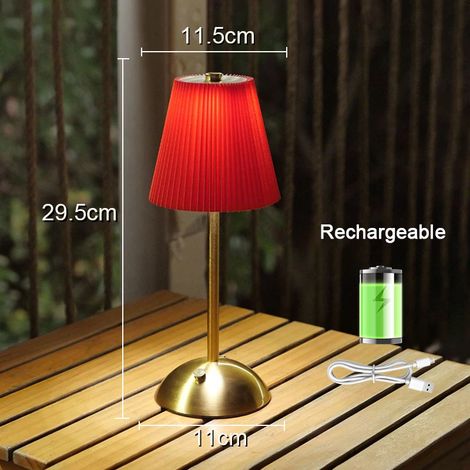 (Rouge) Petite lampe de table plissée, lampe de chevet rechargeable par USB, lampe de bureau sans fil (1/5)