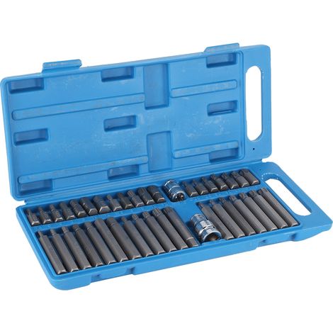 40 embouts hexagonaux cannelés en étoile, entraînement carré 1/2 po et 3/8 po, avec coffret à outils bleu pour la réparation automobile (1/4)