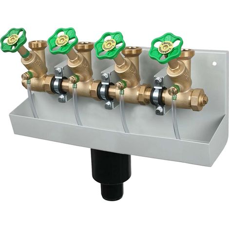SCHLÖSSER Kompakt-Verteilerstation 4-Strang Verteiler - Zulauf 1 Zoll - DN 25, mit Ablaufrinne