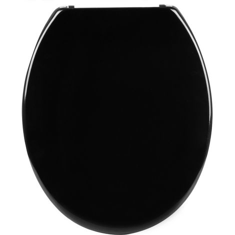 WOLTU WC Sitz mit Absenkautomatik,Toilettensitz Motiv, Toilettendeckel aus Duroplast, Stable Klodeckel Hochwertige Qualität Toilettenbrille,Antibakteriell Oval,Schwarz (1/5)