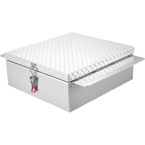 Mophorn Caja de herramientas para camión, fabricada en aleación de aluminio, capacidad de carga de hasta 100 kg, para camiones, vehículos recreativos, dimensiones de 770 x 610 x 230 mm, color plateado (1/5)