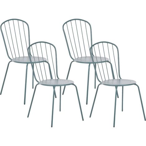 Gartenstuhl 4er Set CALVI Metall Hellblau