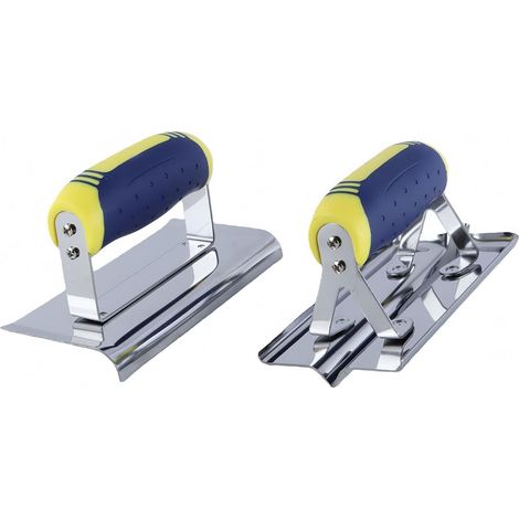 Kit Outils Béton 2 Pièces - Acier Inoxydable - Finition et Rainurage - Maçonnerie Pro et DIY - 150mm et 175mm (1/5)