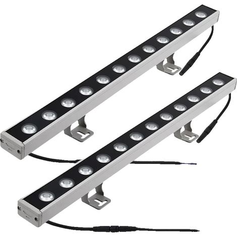 Foco de pared tipo wash, resistente al agua para uso exterior, de bajo consumo, 2 unidades, 50 cm, luz cálida, 12 W (1/2)