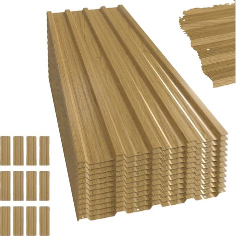 Paneles de techo de acero galvanizado, diseño resistente a la intemperie, color marrón. (1/5)