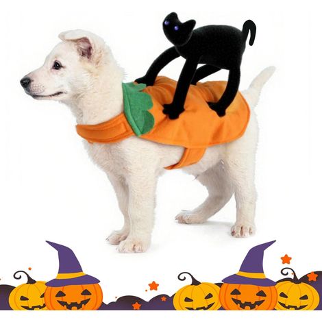 Lustiges Hundekostüm, lustiges Katzen-Hundekostüm mit schwarzer Katze, Halloween-Party-Haustierkleidung, Hunde-Halloween-Party-Verkleidung, geeignet für die meisten Hunde und Katzen (L)