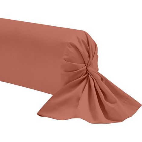 Taie de traversin terracotta 100% coton 140 cm (1/2)