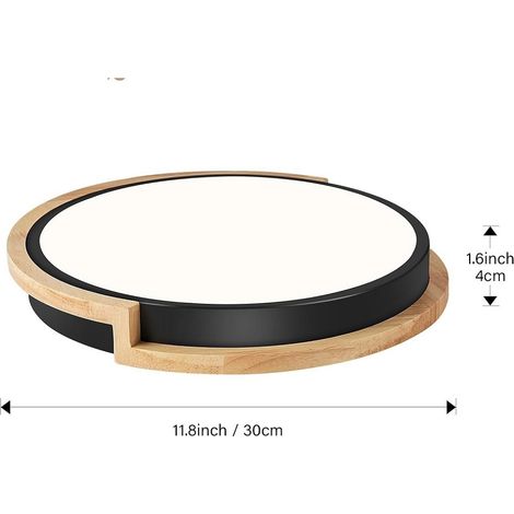 Plafonnier plafonnier noir 30cm lampe avec bois 18w led 4000k (1/5)