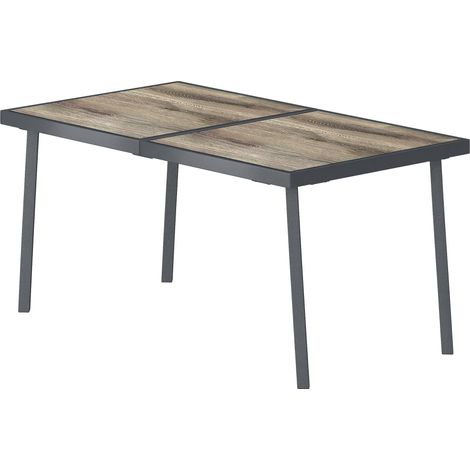 Outsunny Tavolo da Giardino Effetto Legno, 145x85 cm, Grigio